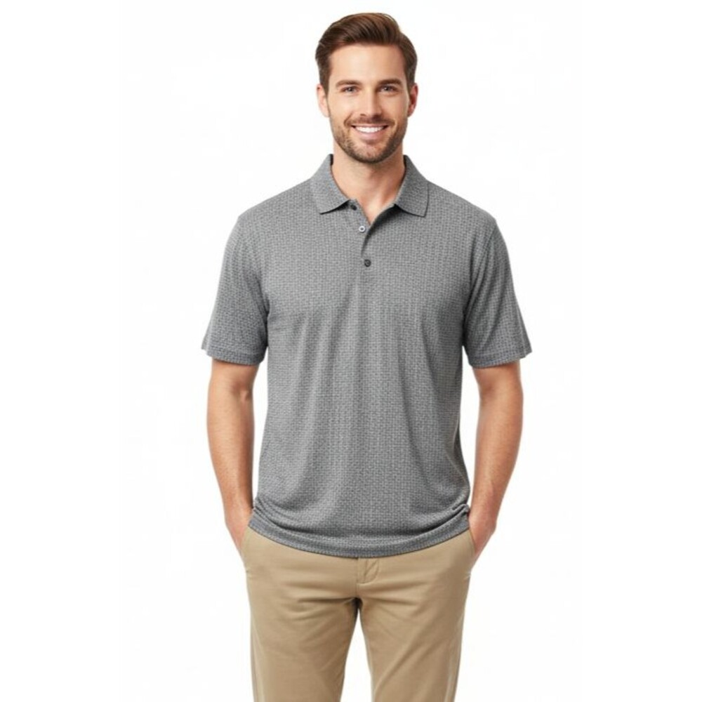 PGA Tour Shirt Polo Gray Short Sleeve Performance Golf Men's L